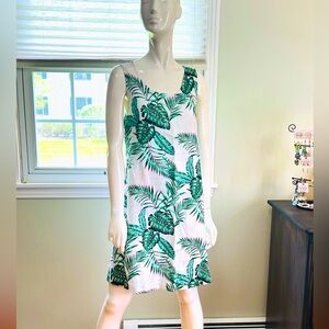C&C California sleeveless tropical leaf dress